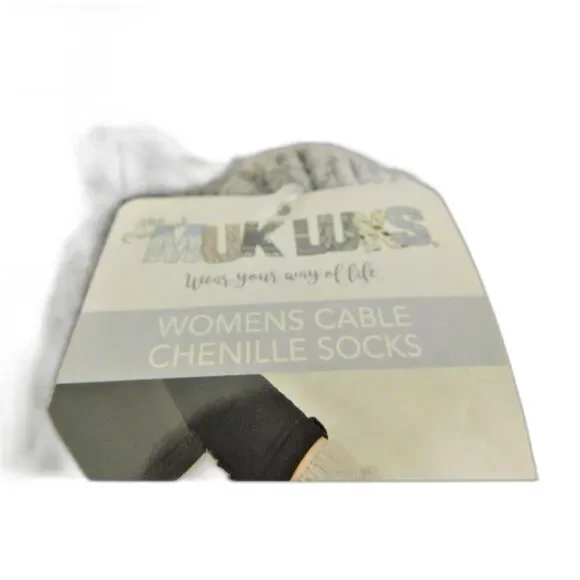 The Original Muk Luks Womens Cable Chenille Socks One Size Gray New - Picture 2 of 7